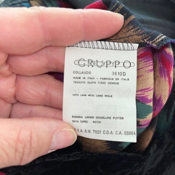 Emanuel Ungaro Solo Donna Dress Womens Size 8 Vintage Wool Velvet Rayon Black - Picture 5 of 14